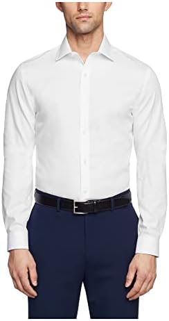 Tommy Hilfiger Men’s Dress Shirt Slim Fit Non Iron Solid, White, 15.5″ Neck 34″-35″ Sleeve