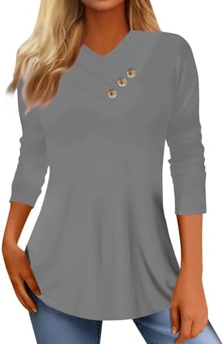 Trendy Cocktail Swing Shirts for Women Summer Long Sleeve Comfortable Ruffle Tops Ladies Solid V Neck Thin